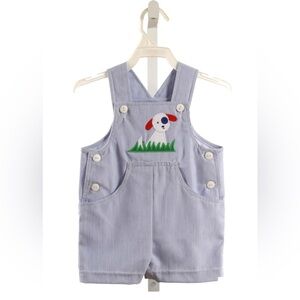 Florence Eiseman Blue Short Overalls with Dog Applique NWT 12M
